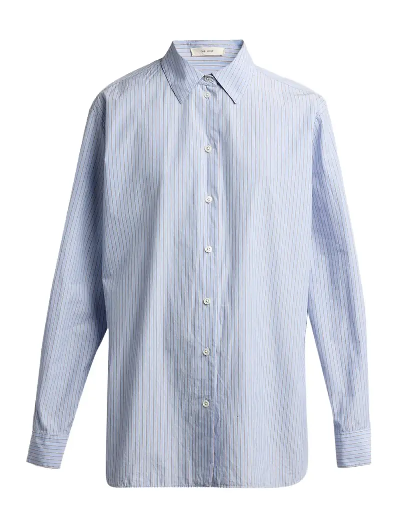 THE ROW Sisilia Striped Cotton Poplin Button-Front Shirt