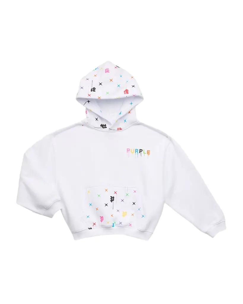 Purple Kids Boy 's Multicolor Monogram Logo Hoodie, Size 4-12
