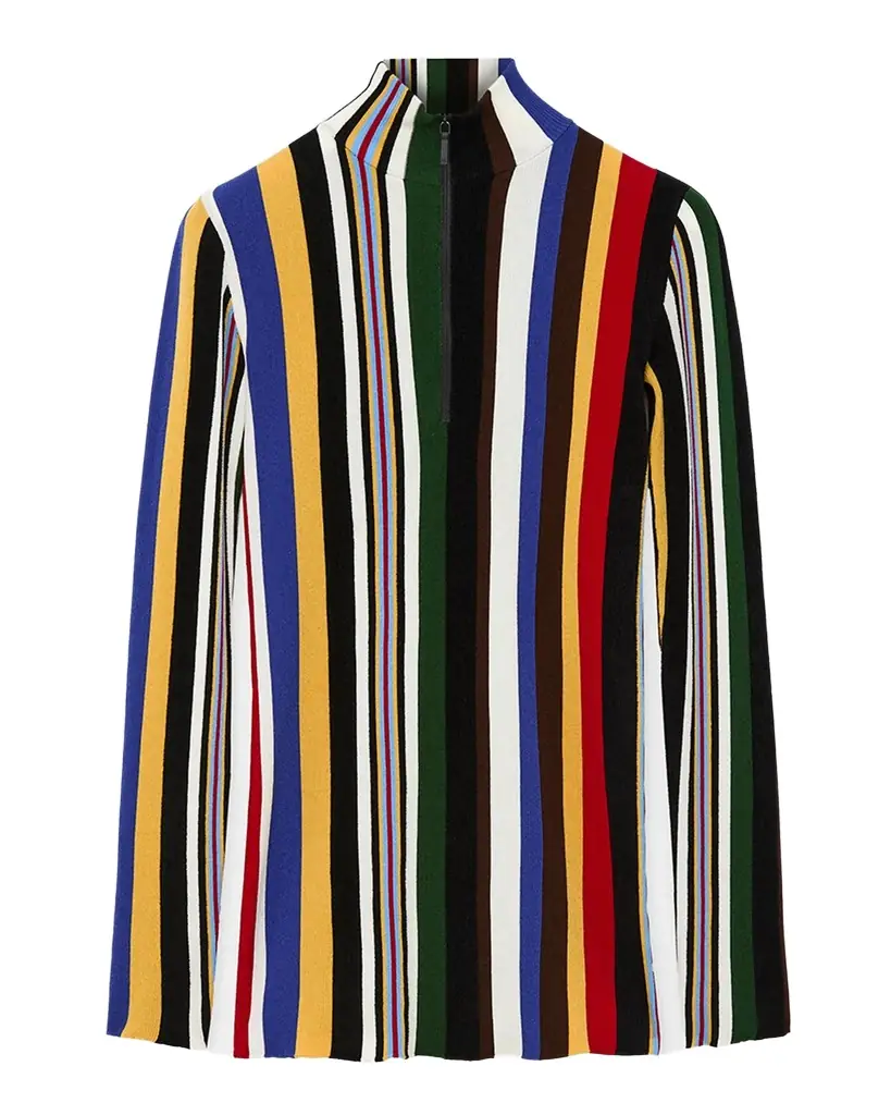Loewe Striped Rib Quarter-Zip Top