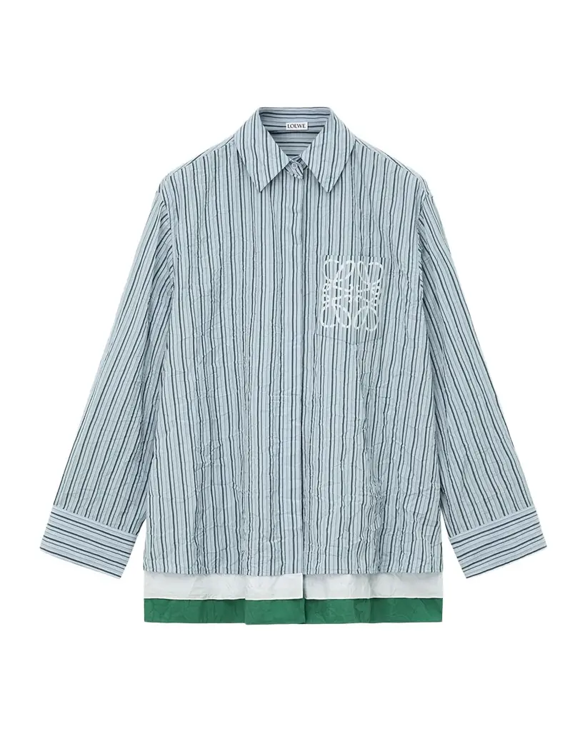 Loewe Striped Crinkled Cotton Button-Down Shirt