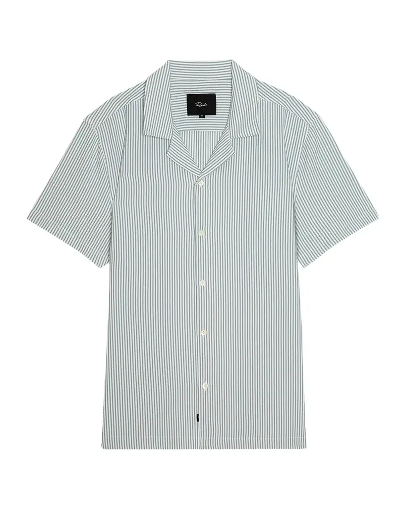 Rails Men 's Short-Sleeve Amalfi Shirt in Sage Stripes
