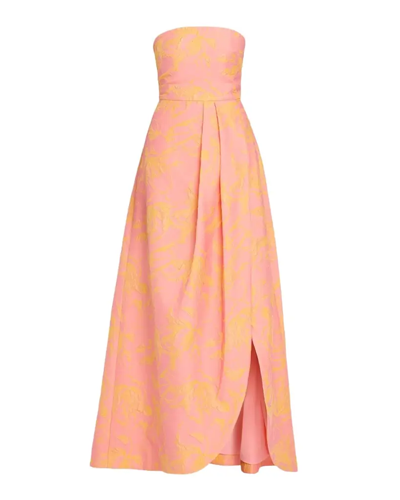 As It May Kaia Strapless Floral Jacquard Gown