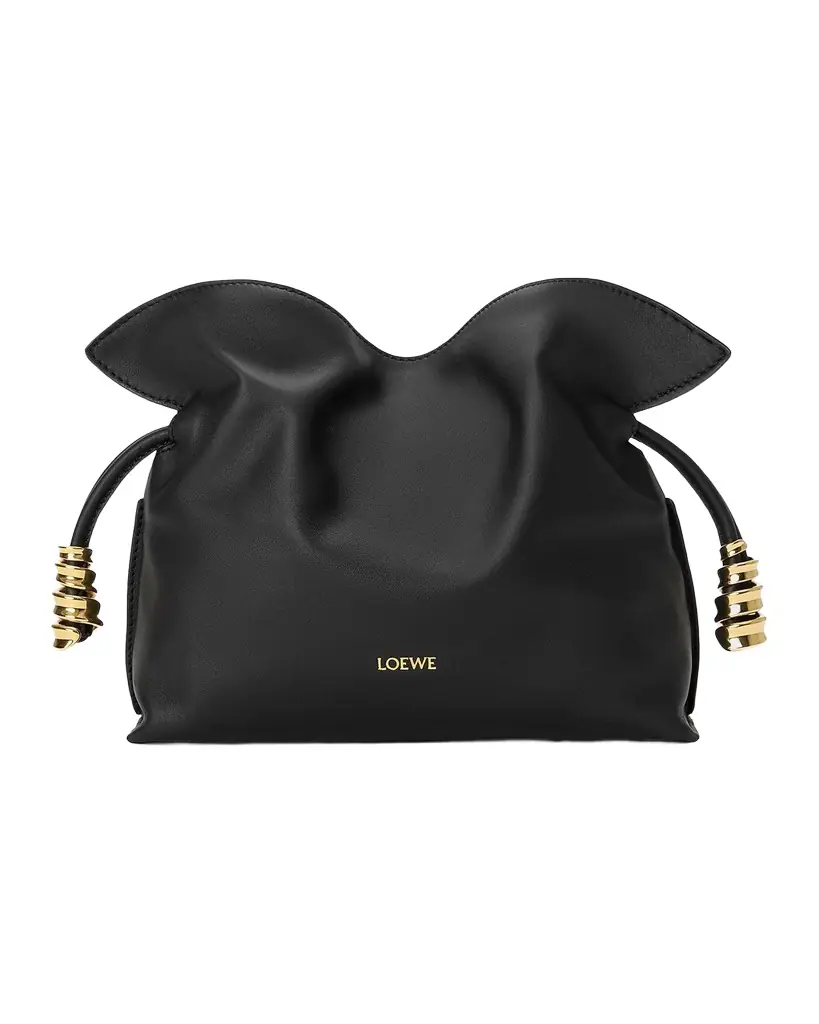 Loewe Flamenco Ruched Clutch Bag in Leather