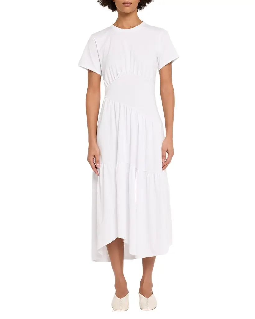 FRAME Short-Sleeve Gathered Maxi Dress