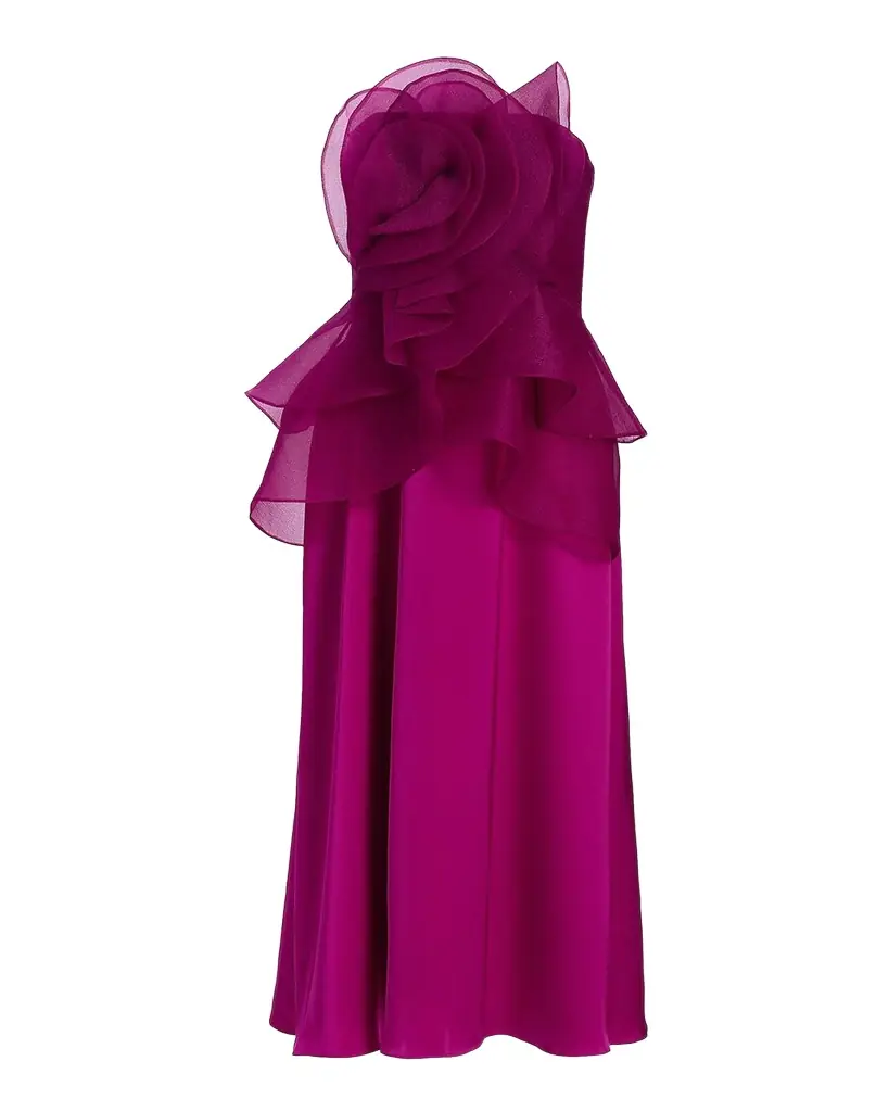 Theia Victoria Draped Rose Cocktail Dress