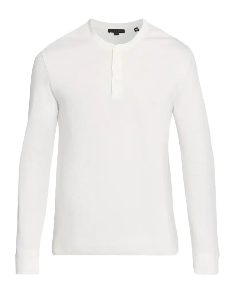 Vince Men 's Jacquard-Rib Cotton Long-Sleeve Henley T-Shirt