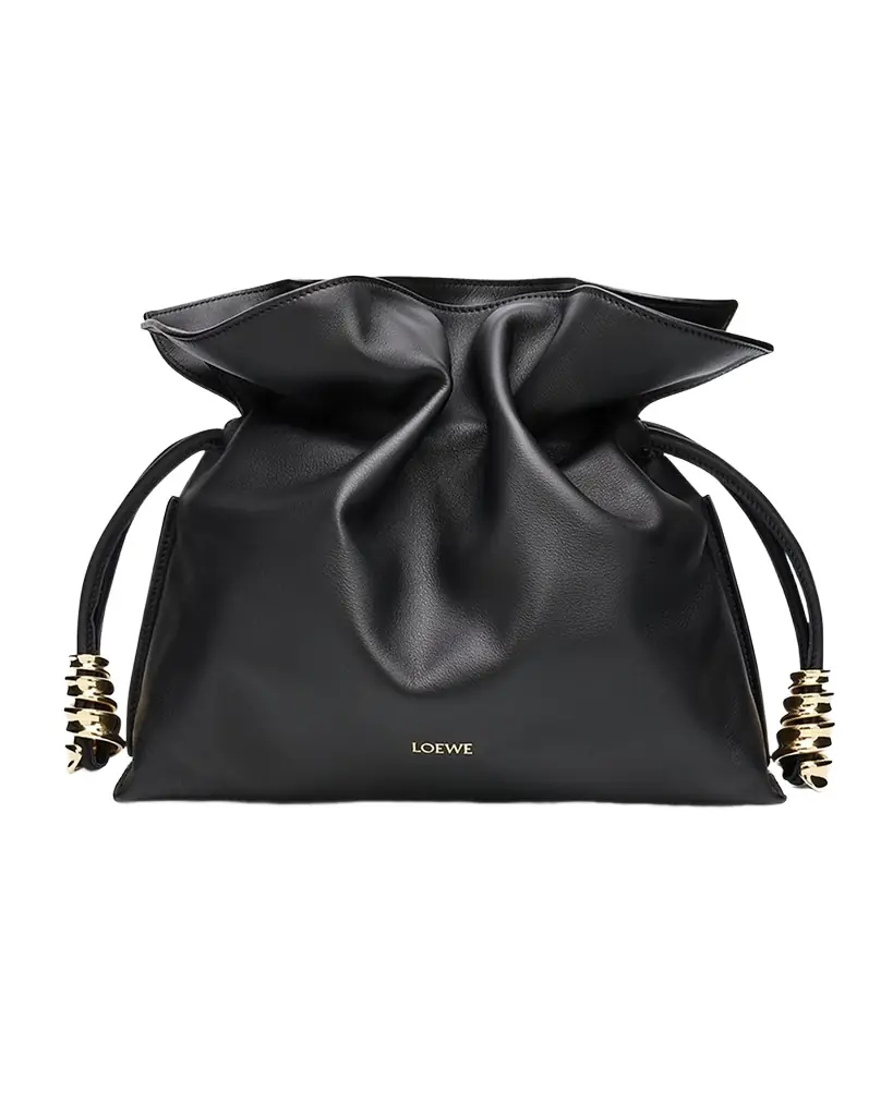 Loewe Flamenco Ruched Clutch Bag in Leather
