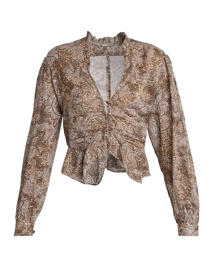 Isabel Marant Celeny Floral Button-Front Crop Blouse - Women's Clothing