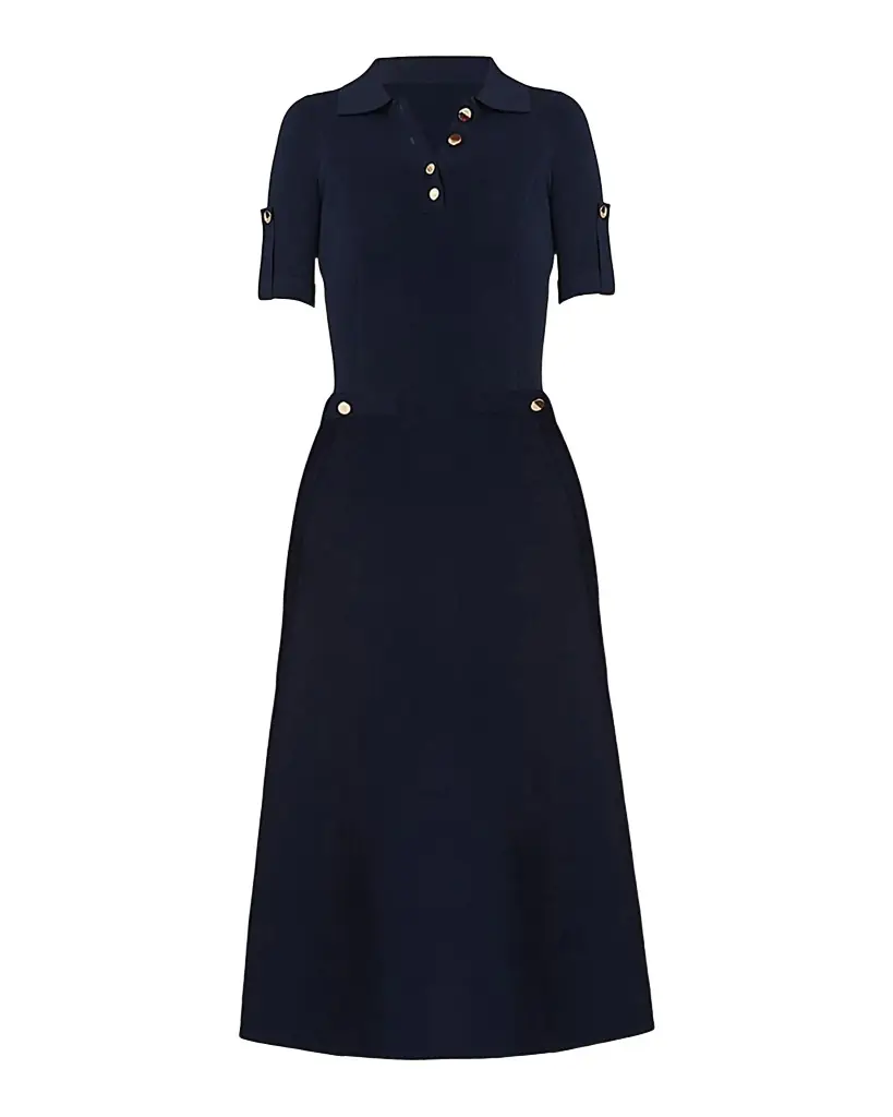 Shoshanna Saylor Button-Embellished Knit Midi Dress