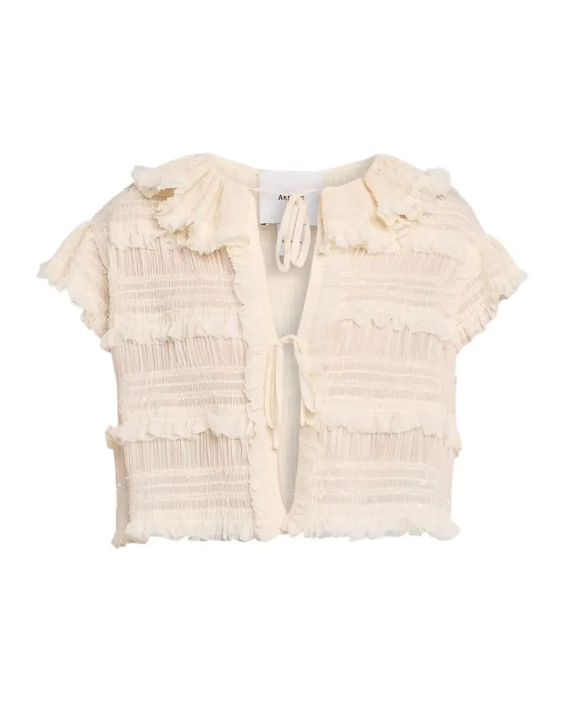 AKNVAS Audra Ruffled Tie-Front Blouse