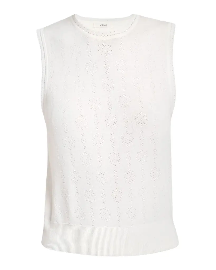 Chloe Pointelle Wool Sleeveless Top
