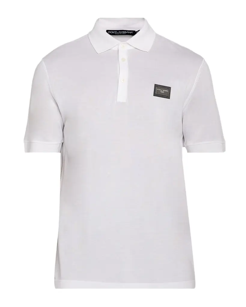 Dolce & Gabbana Men 's Cotton Pique Polo Shirt with Branded Tag
