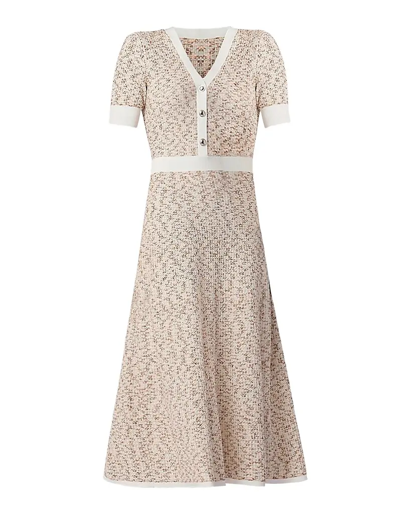 Shoshanna Alison Melange Tweed-Knit Midi Dress