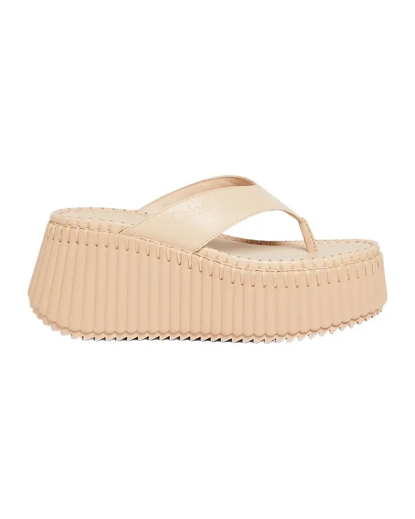 Chloe Nama Platform Leather Thong Sandals