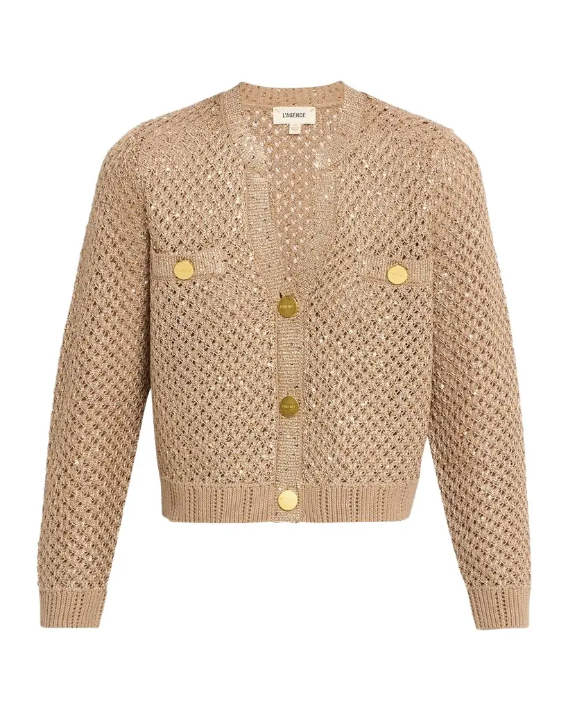 L 'Agence Blanca Sequined Knit Cardigan
