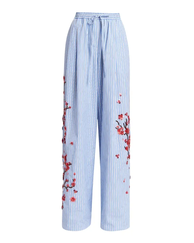 Dolce & Gabbana Embellished Striped Wide-Leg Pajama Pants