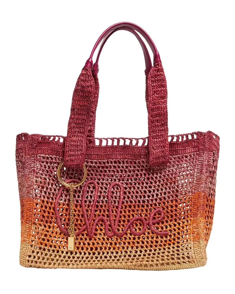 Chloe Summer Banana Ombre Raffia Tote Bag