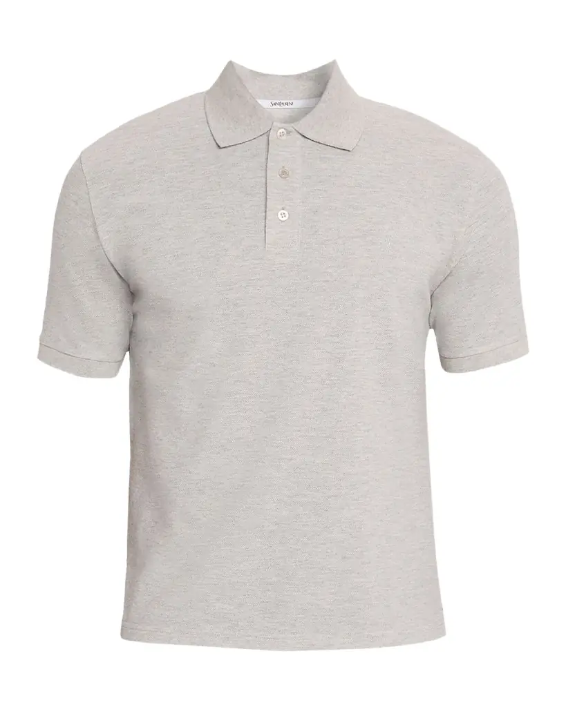 Saint Laurent Men 's Embroidered Cassandre Cotton Polo Shirt
