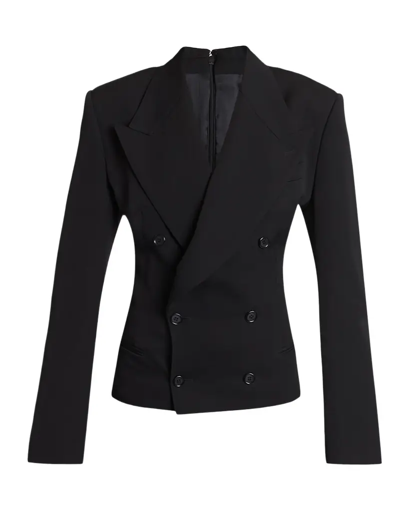 Dolce & Gabbana Exaggerated Shoulder Double-Breasted Silk Jacket