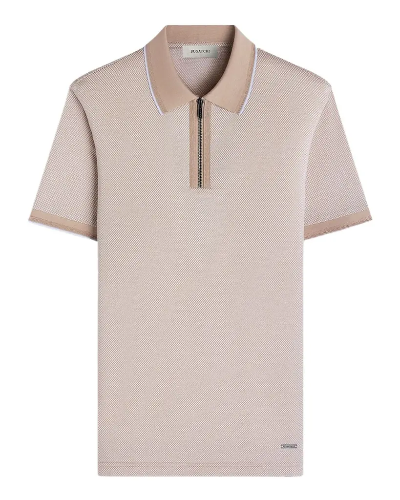 Bugatchi Men 's Micro-Check Quarter-Zip Polo Shirt