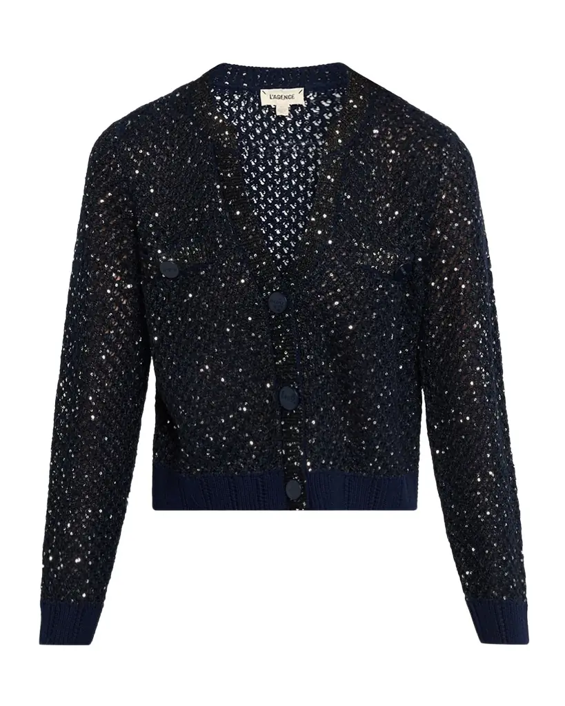 L 'Agence Blanca Sequined Knit Cardigan