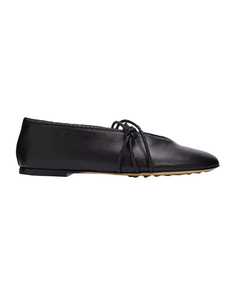 Bottega Veneta Lucia Lagoon Nappa Leather Ballerina Flats