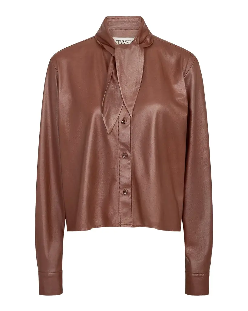 TWP Tie-Neck Leather Shirt