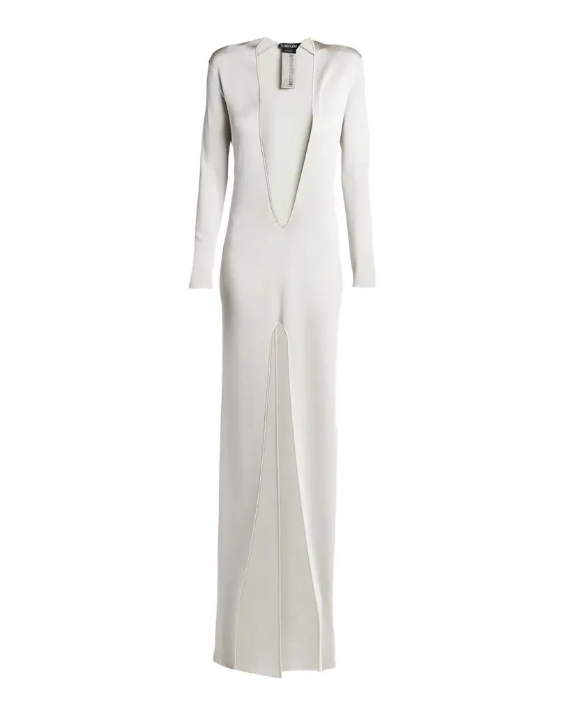 TOM FORD Liquid Fine Viscose Plunging Column Gown