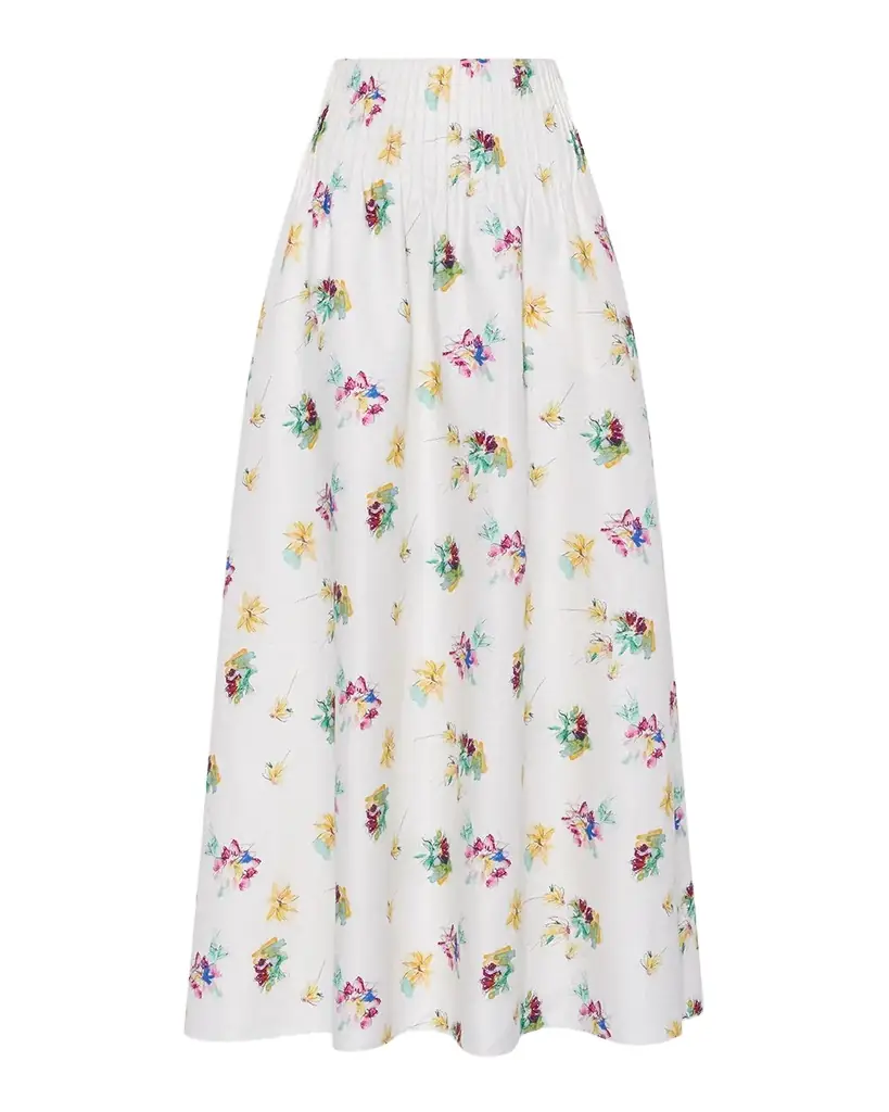 Gabriela Hearst Penelope Floral-Print Linen Midi Skirt