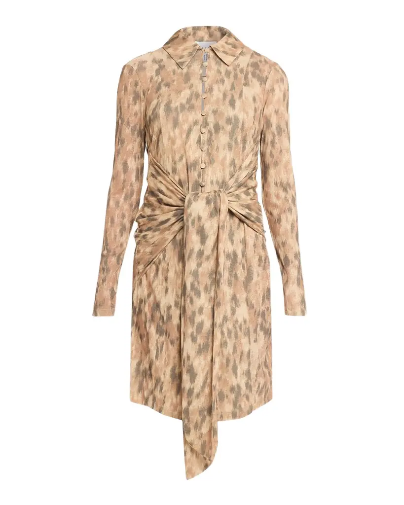 Ganni Printed Marl Mesh Shirtdress