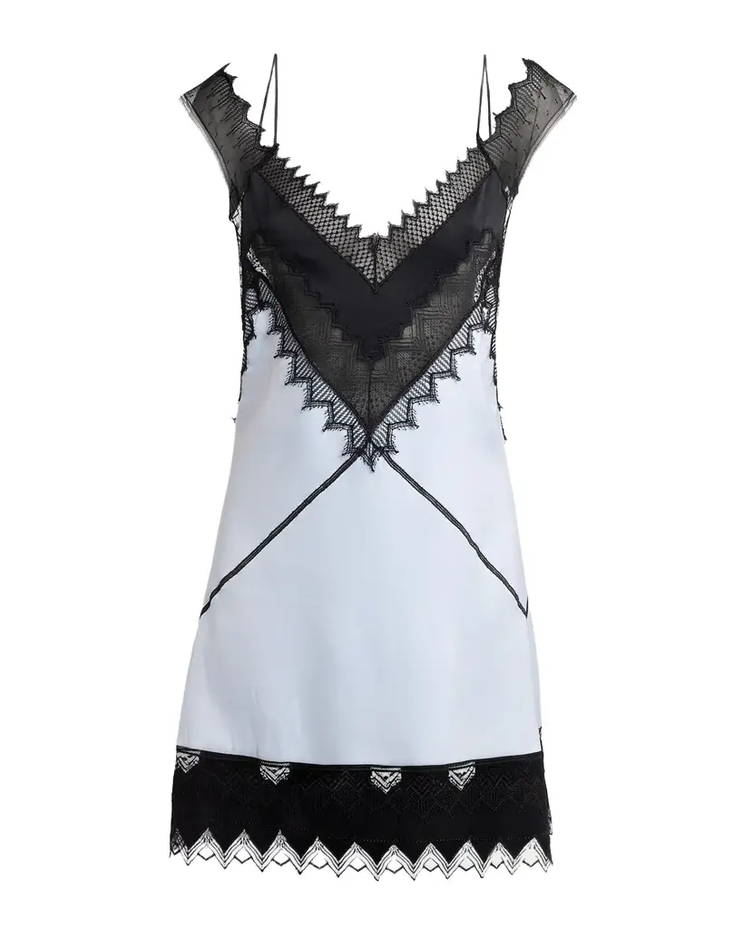 TOM FORD Silk Wool Suiting Lace-Trim Mini Dress
