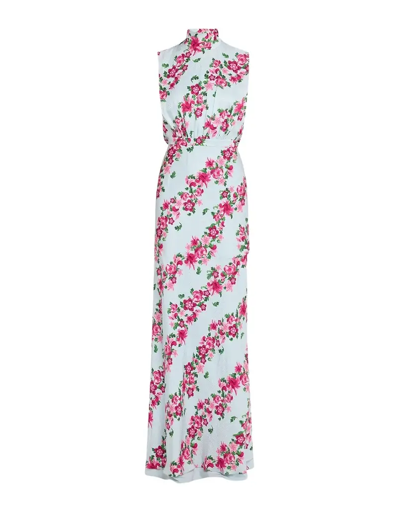 Saloni Fleur Printed High-Neck Dress