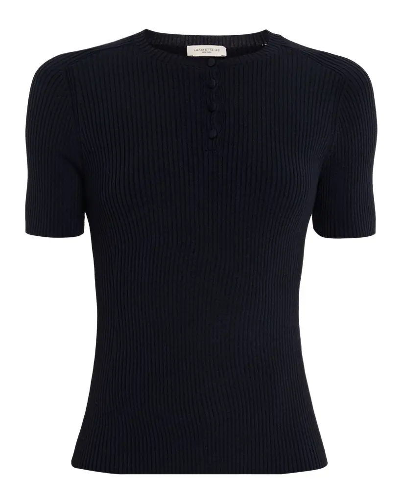 Lafayette 148 New York Slim-Fit Rib Knit Cotton Sweater