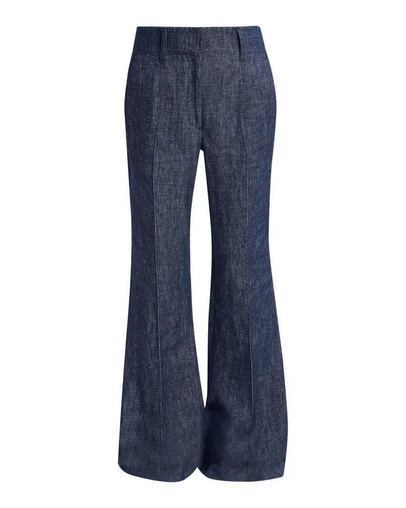 Gabriela Hearst Rhein Pintuck Linen Flare Pants