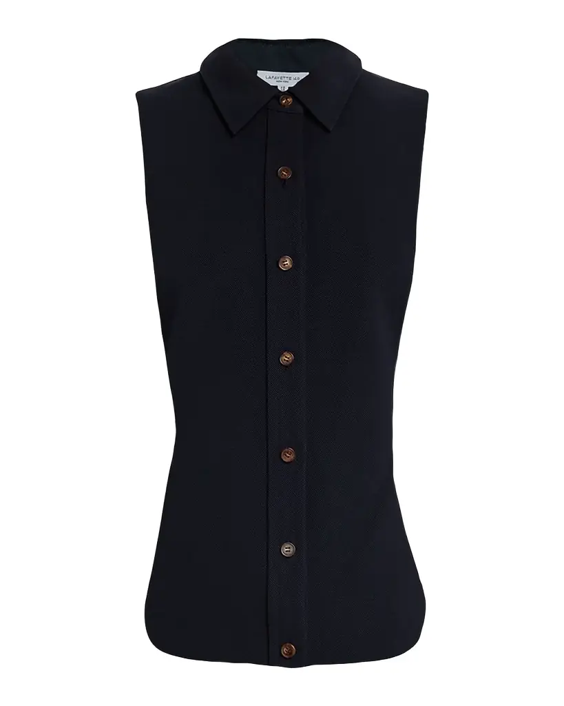 Lafayette 148 New York Sleeveless Cotton Pique Shirt