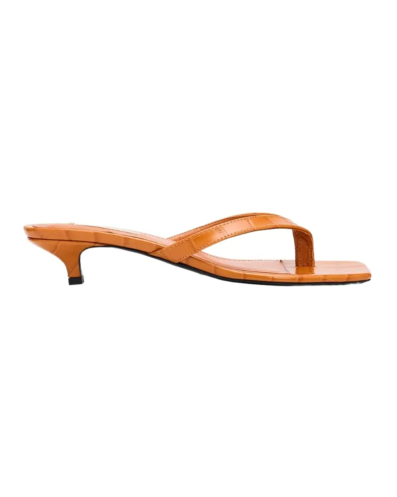 Toteme 35mm Croc-Embossed Leather Heeled Flip Flops