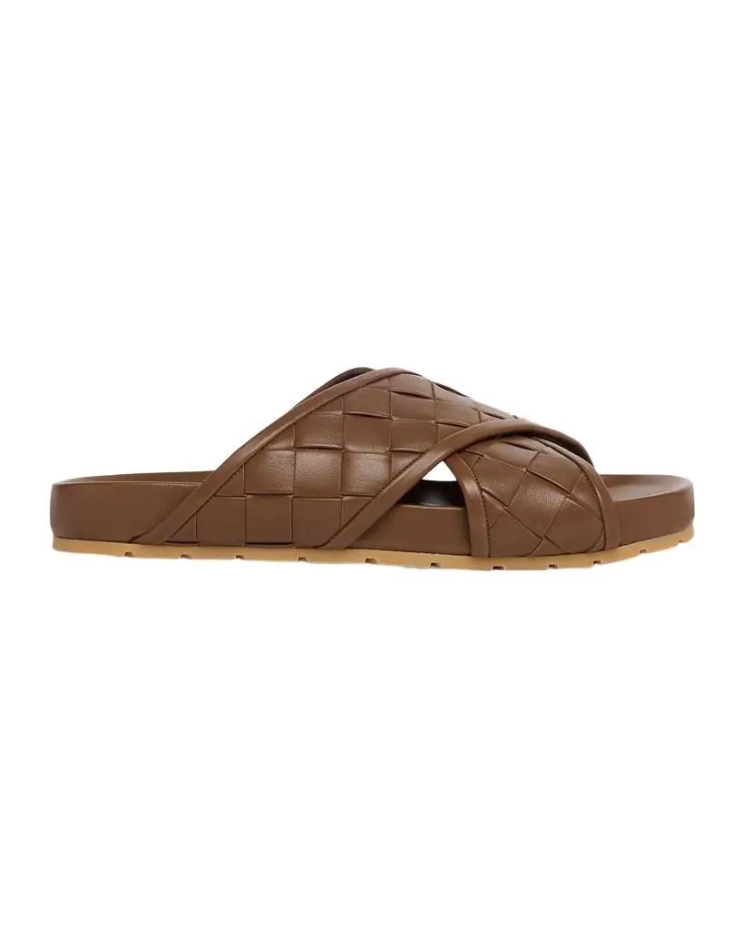 Bottega Veneta Men 's Tarik Intrecciato Leather Crisscross Sandals