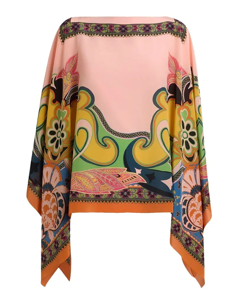 Etro Paisley-Print Silk Poncho