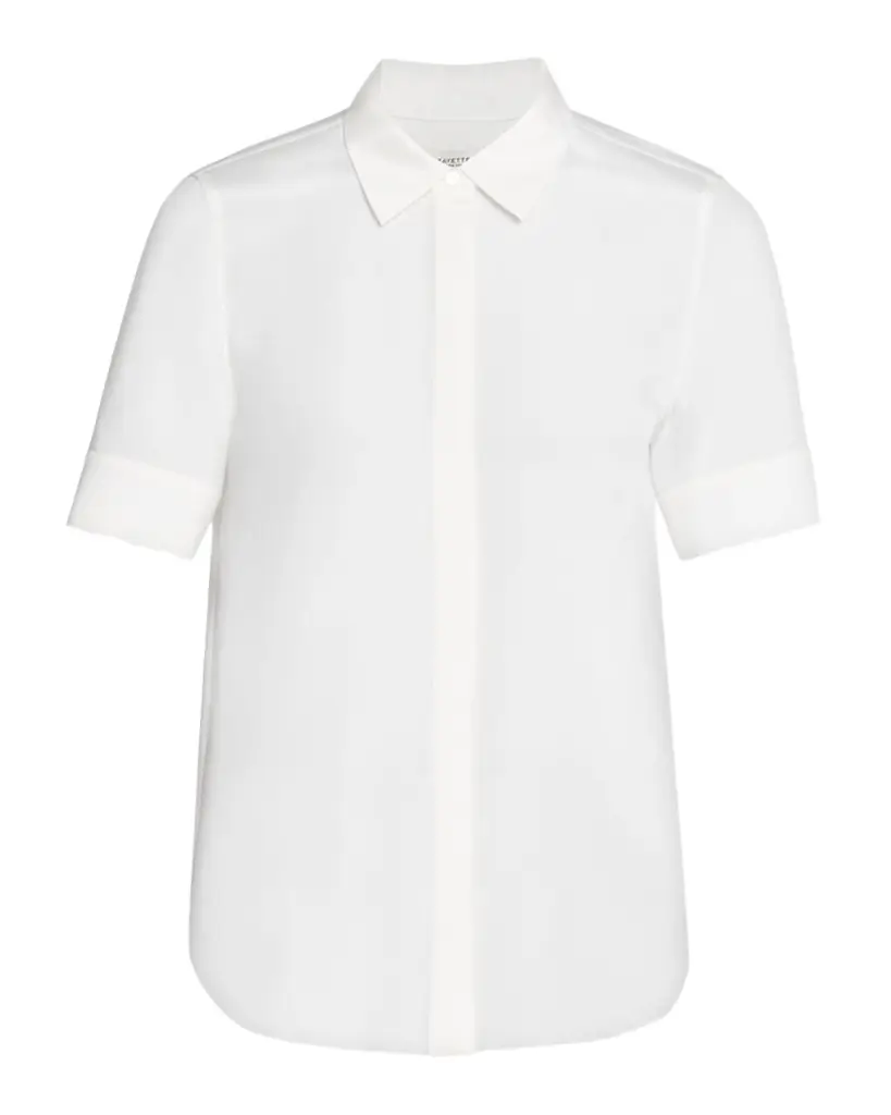 Lafayette 148 New York Scottie Button-Down Cotton Blouse