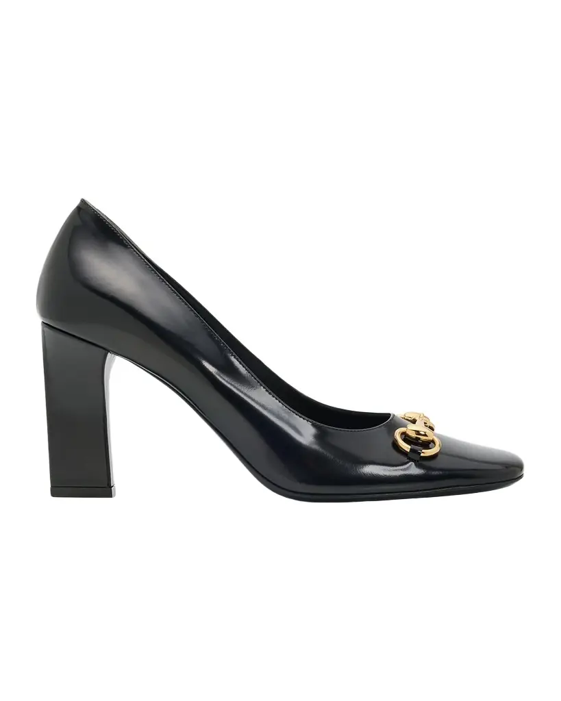 Gucci 85mm Zhora Horsebit Leather Pumps