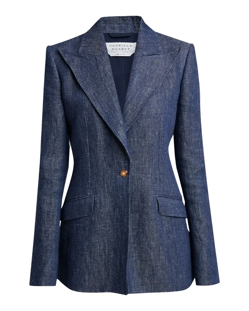 Gabriela Hearst Leiva Linen Single-Breasted Blazer Jacket