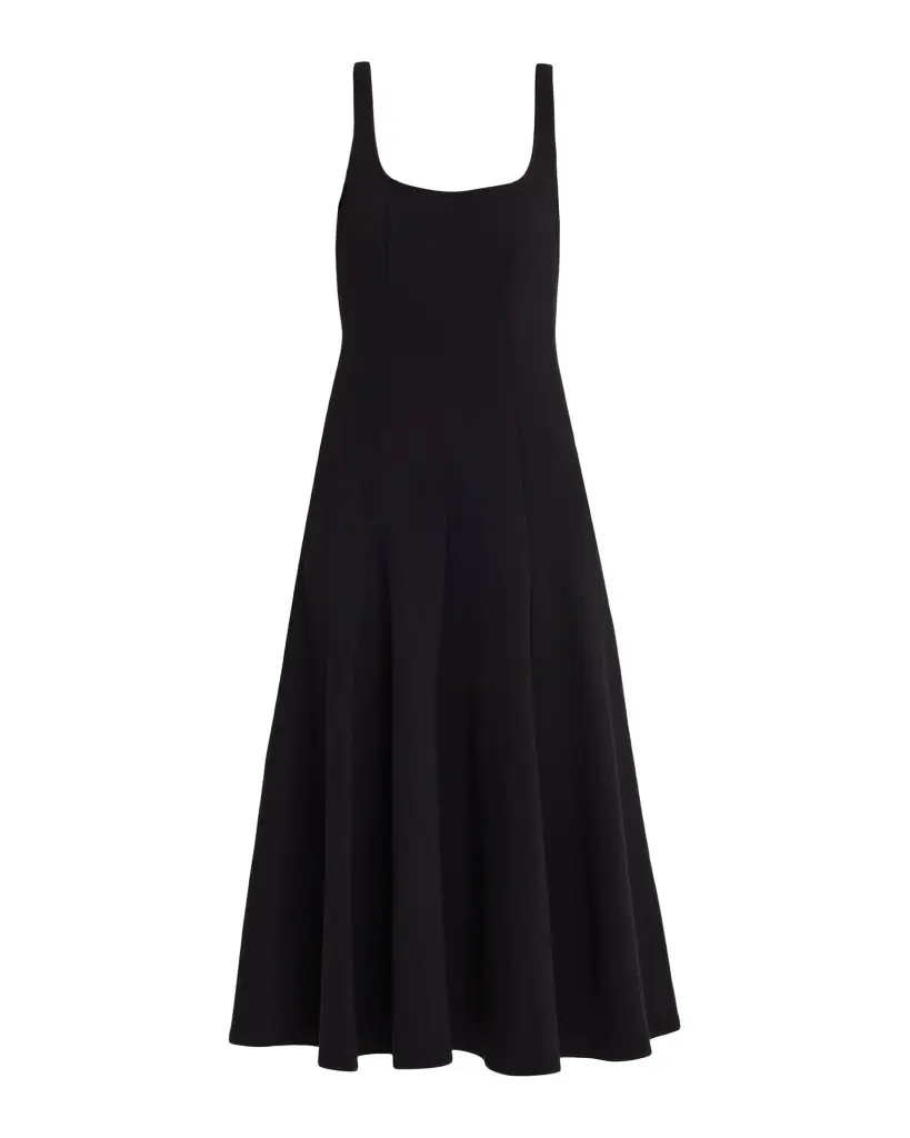 Vince Seamed Square-Neck Knit Midi Dress
