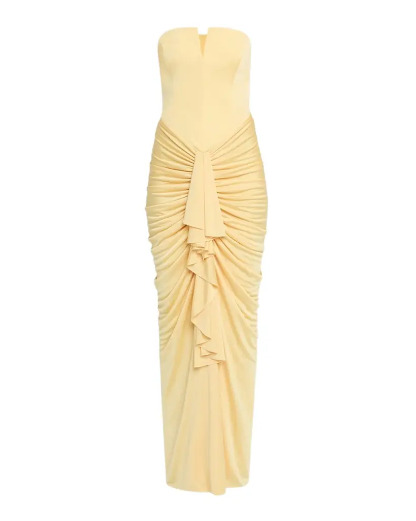 Et Ochs Selena Strapless Draped Glossy Jersey Gown