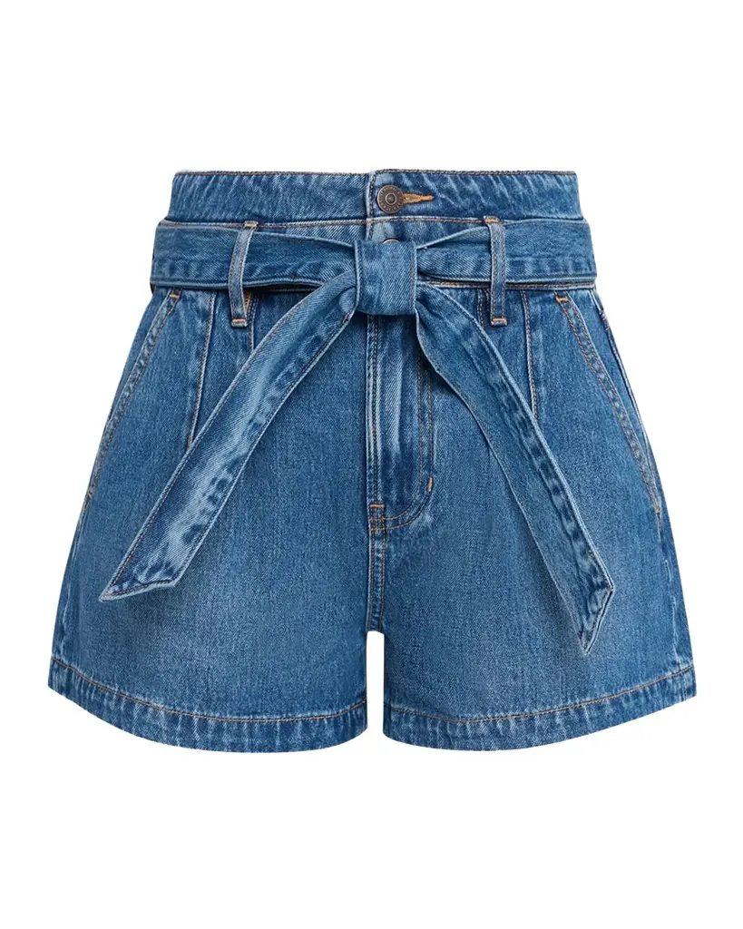 Veronica Beard Jaylen Belted Denim Shorts - Women's Clothing