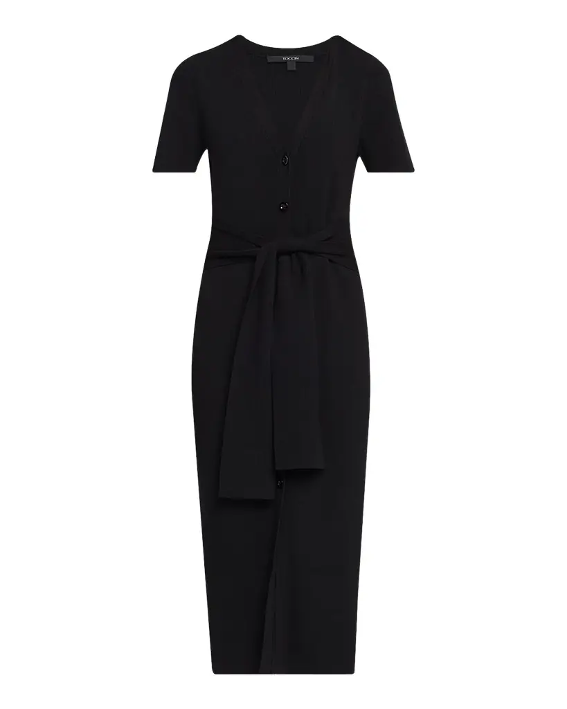 Toccin Agnes Ribbed Tie-Front Shirtdress