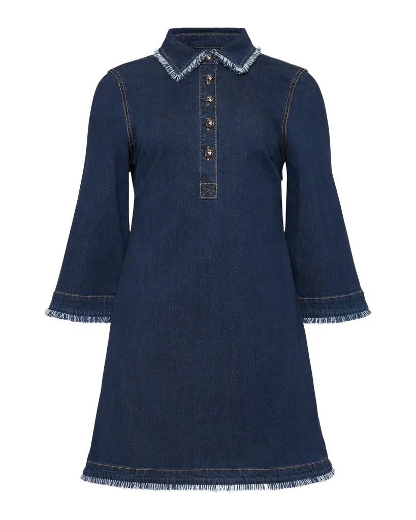 Cinq a Sept Denim Fringe-Trim Mini Dress