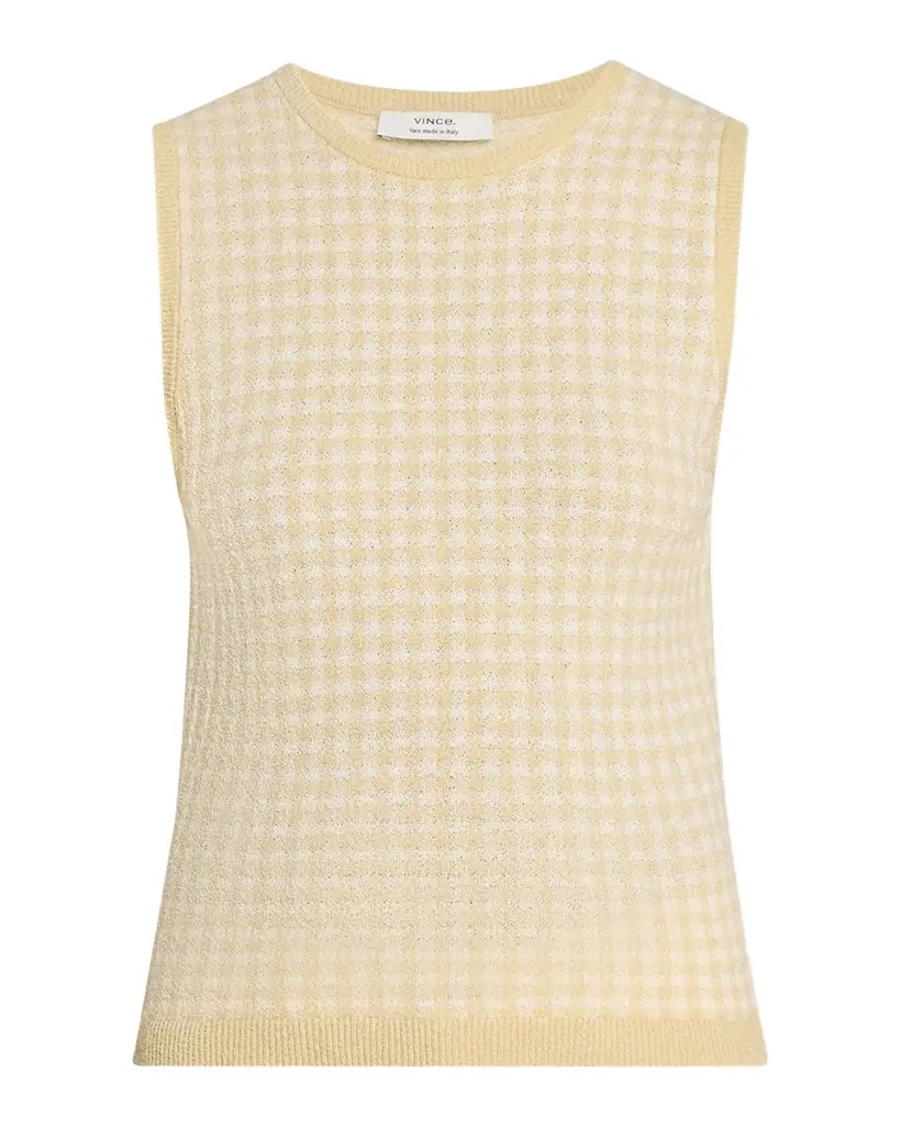 Vince Gingham Knit Tank Top
