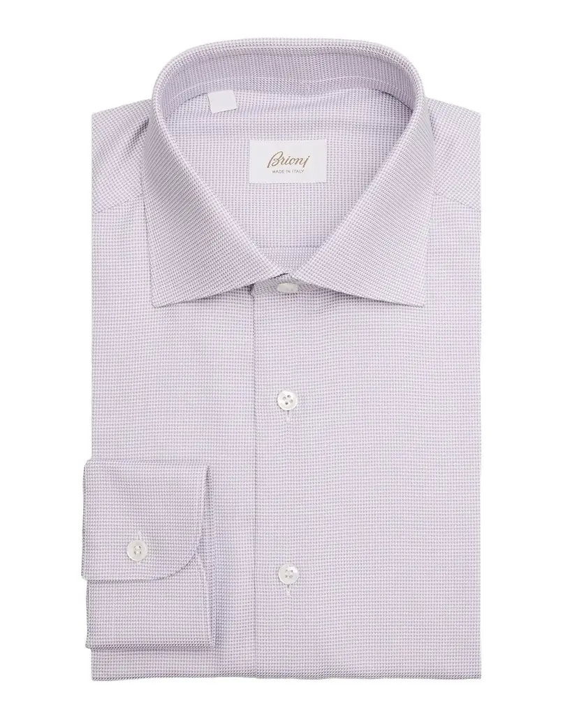 Brioni Men 's Micro-Geometric Cotton Dress Shirt