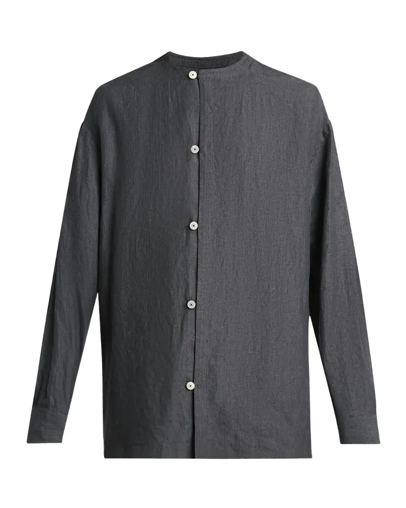 Jacquemus Men 's Linen Hairline Stripe Relaxed Button-Down Shirt