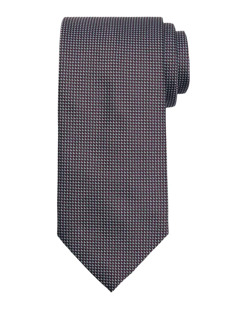 Brioni Men 's Micro-Geometric Square Jacquard Silk Tie